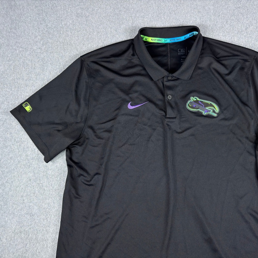 Tampa Bay Devil Rays City Connect Nike Dri Fit Skate Polo Shirt Mens XL Black